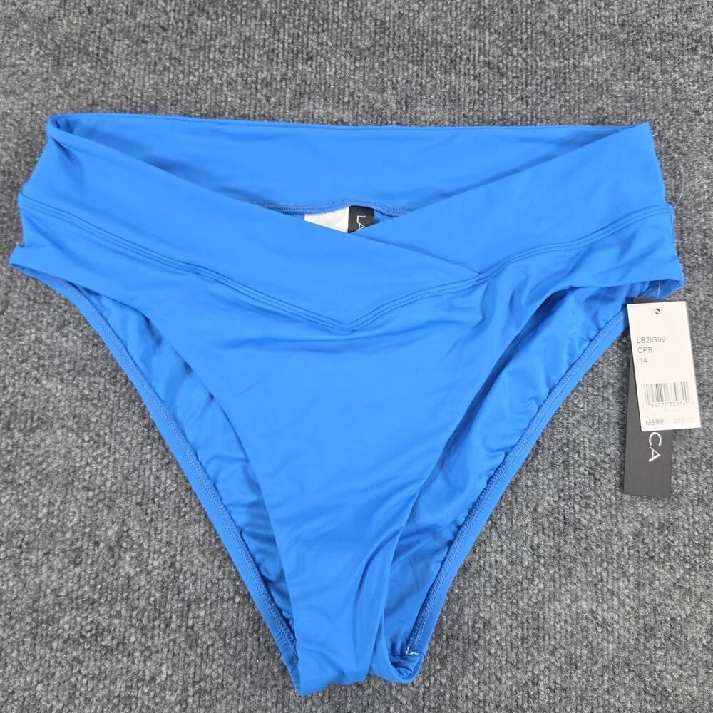 La Blanca Women's Size 14 Blue Cross Front Bikini Bottom Swimwear